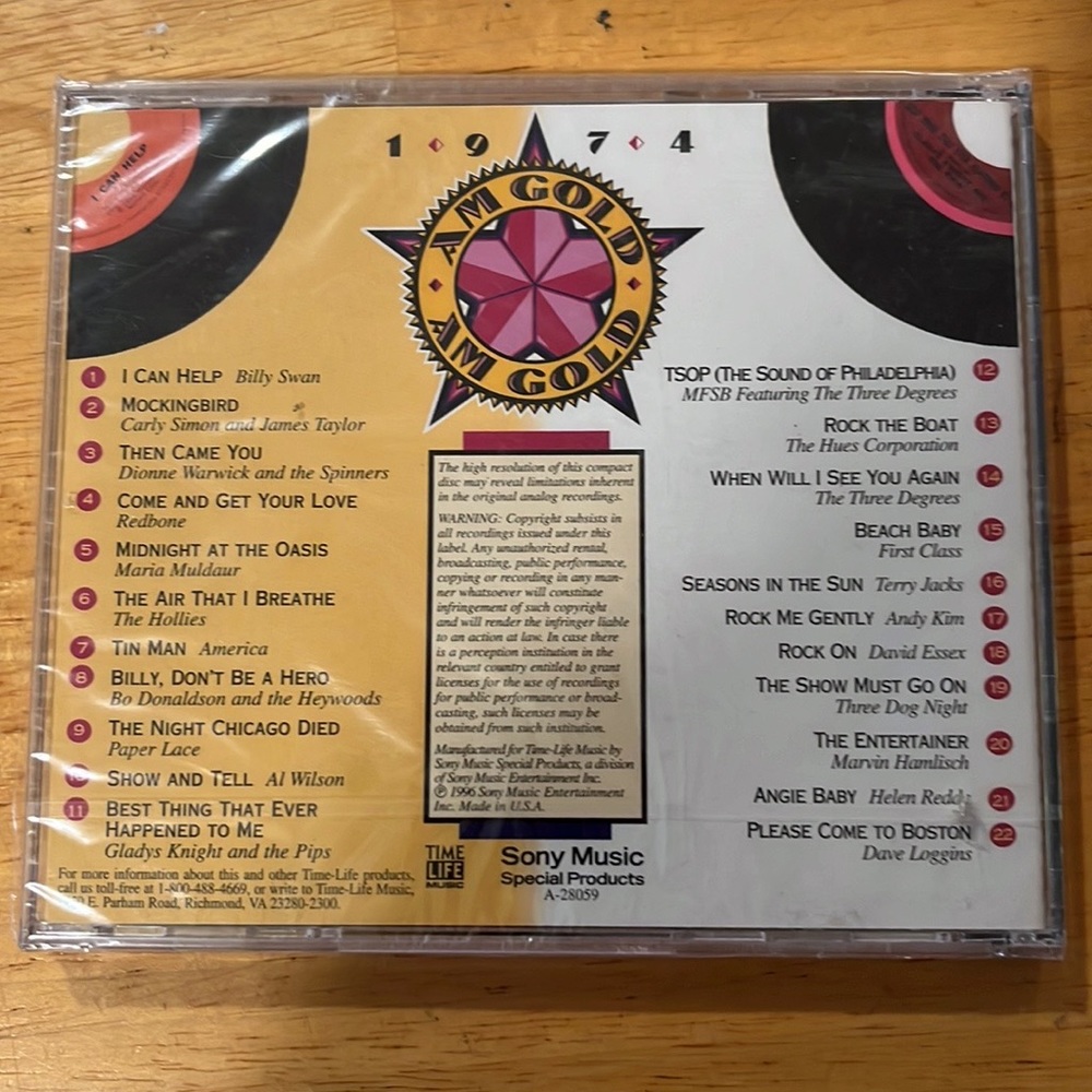 💚NWOT Factory Sealed Time Life AM Gold 1974 - Picture 2 of 2